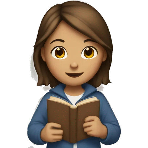 Brown haired girl with a stack of books emoji