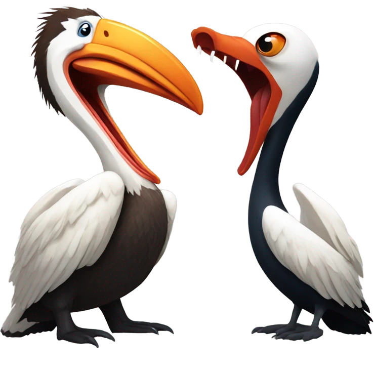 Pelican fighting a red panda emoji