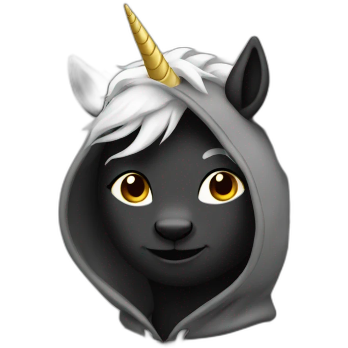 licorn in a black hoodie emoji
