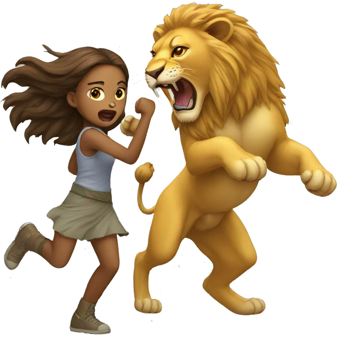 Girl fighting lion emoji