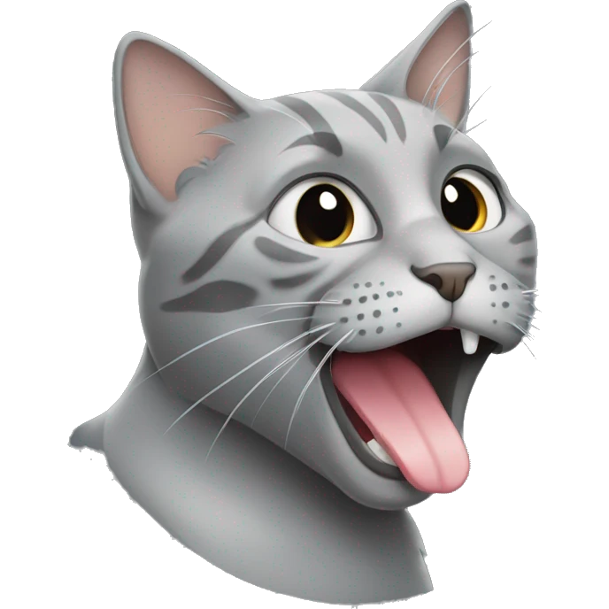 Gray cat licking their butt emoji