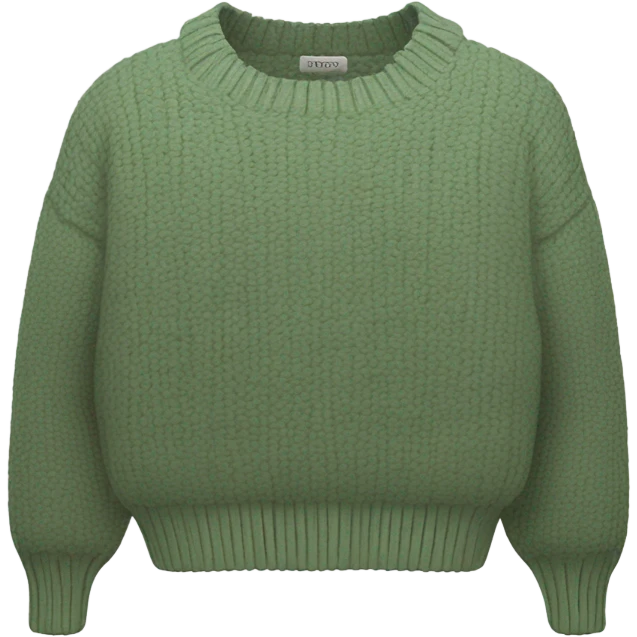 Sage green cropped oversize wool sweater, isolated emoji