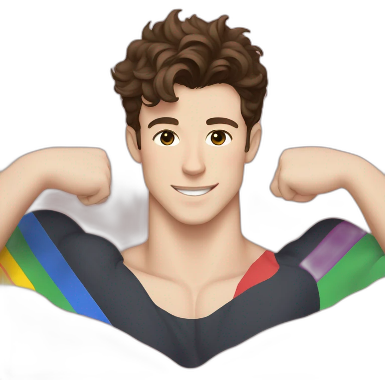 Shawn Mendes abs with pride flag emoji