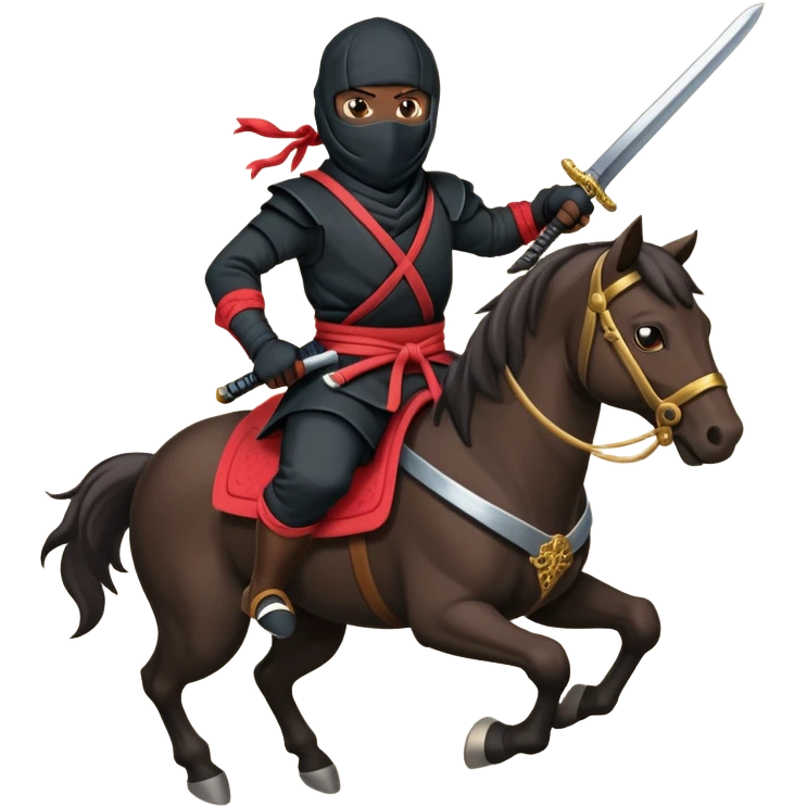 Ninja ride on horse and hold sword emoji