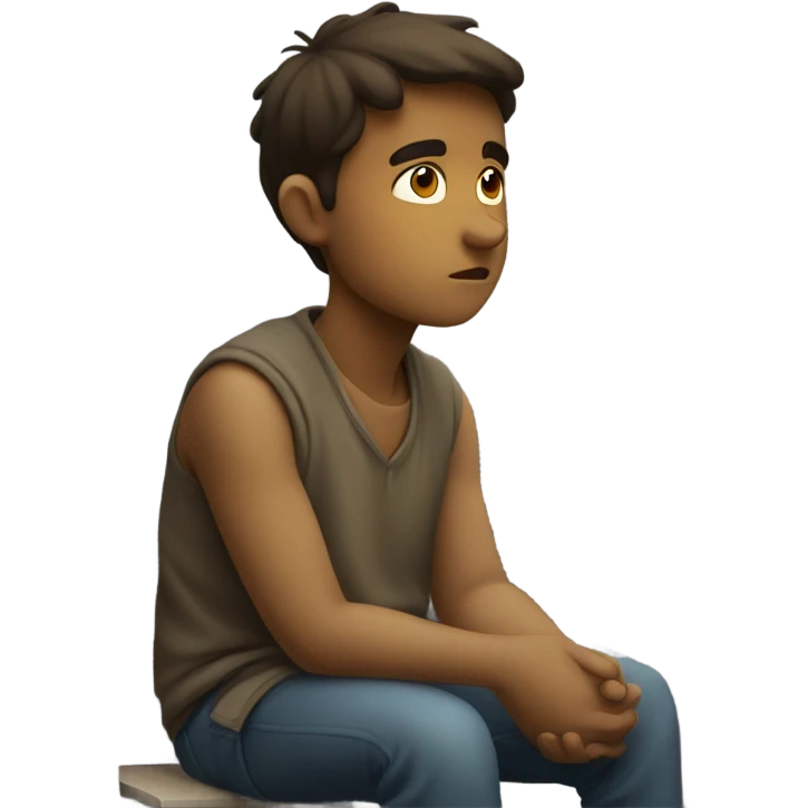 contemplative boy by the window emoji emoji