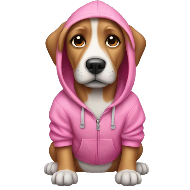 dog wearing a pink hoodie emoji