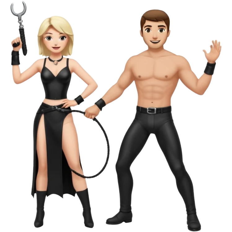 Dominatrix woman whipping man pleasure emoji