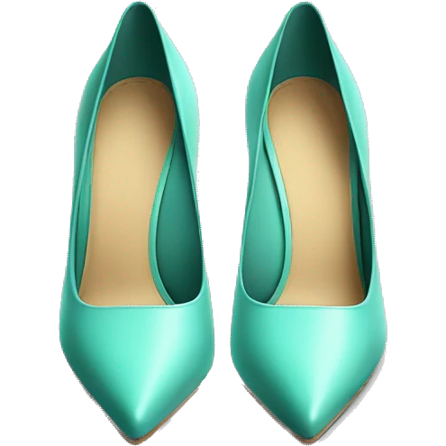 Realistic isolated top view pair of pointed toe pastel teal high heel shoes. emoji