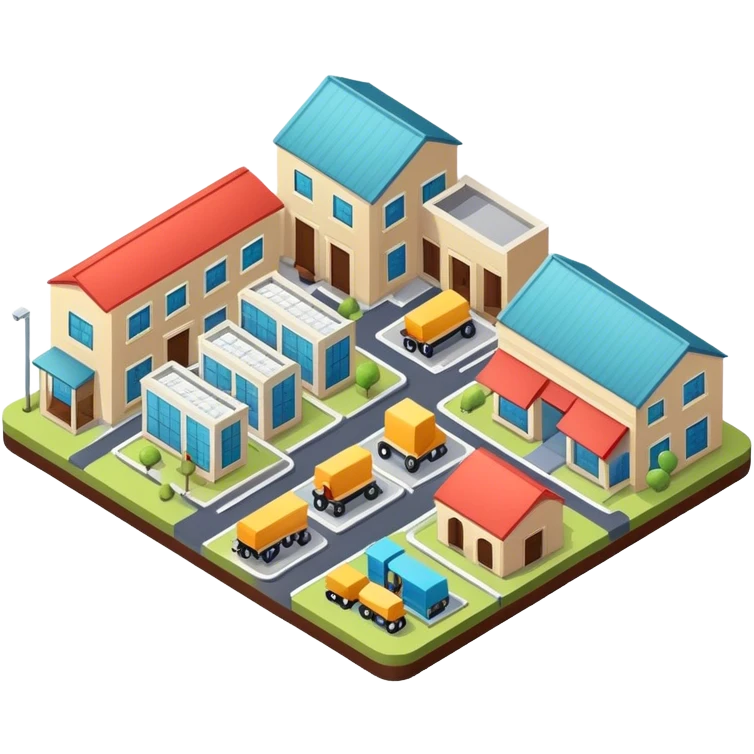 Isometric small furniture factory emoji
