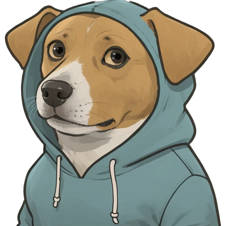 Dog wearing a hoodie emoji