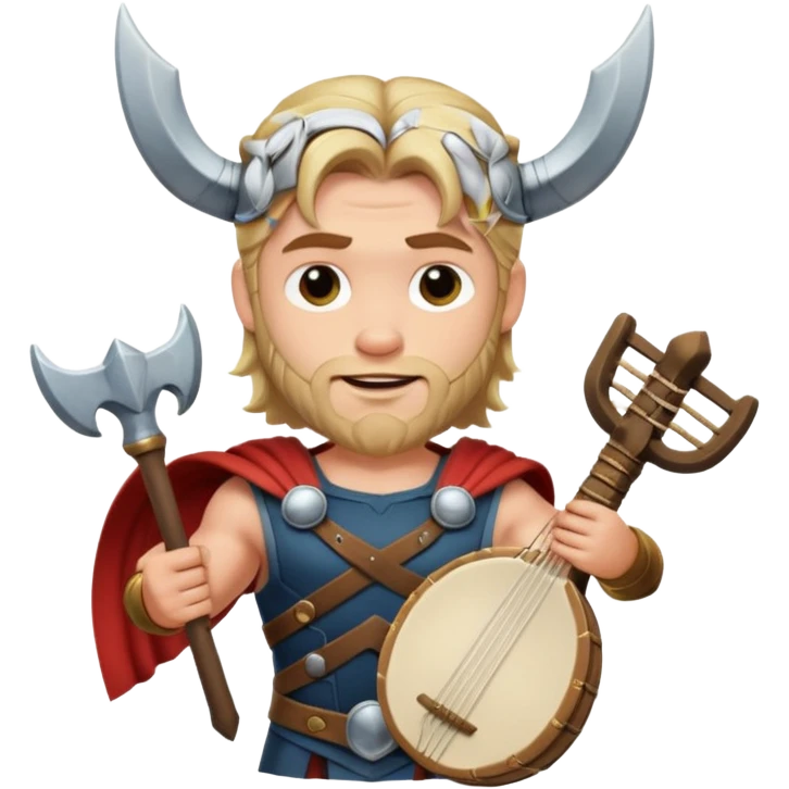 Thor devious face holding a lyre emoji