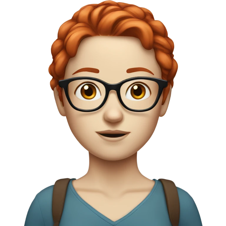 White girl with red hair and glasses with blue eyes and freckles emoji