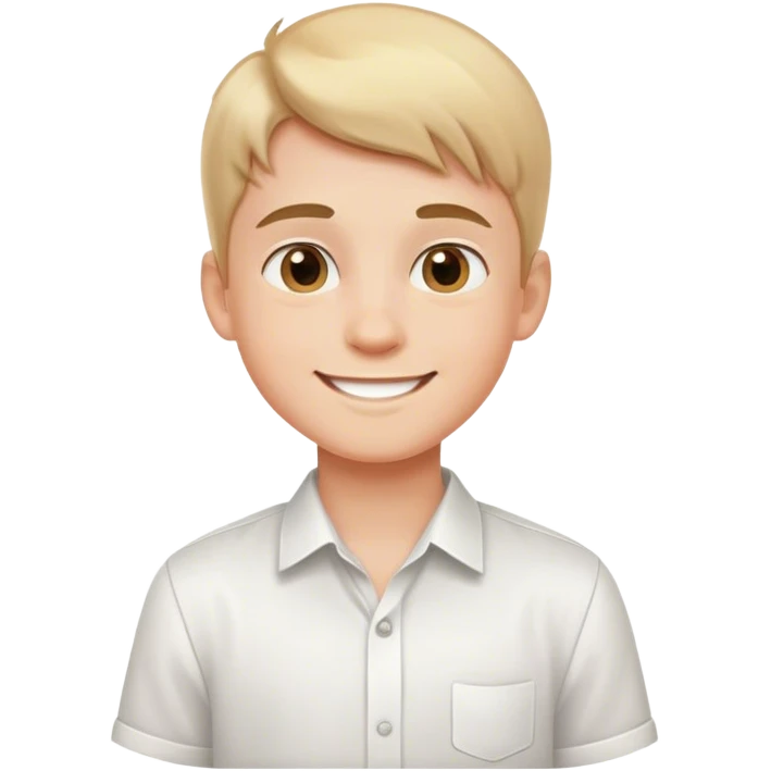 smiling boy in white shirt emoji