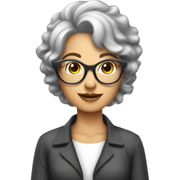 Femme âgée avec des petites lunettes cheveux courts gris  emoji