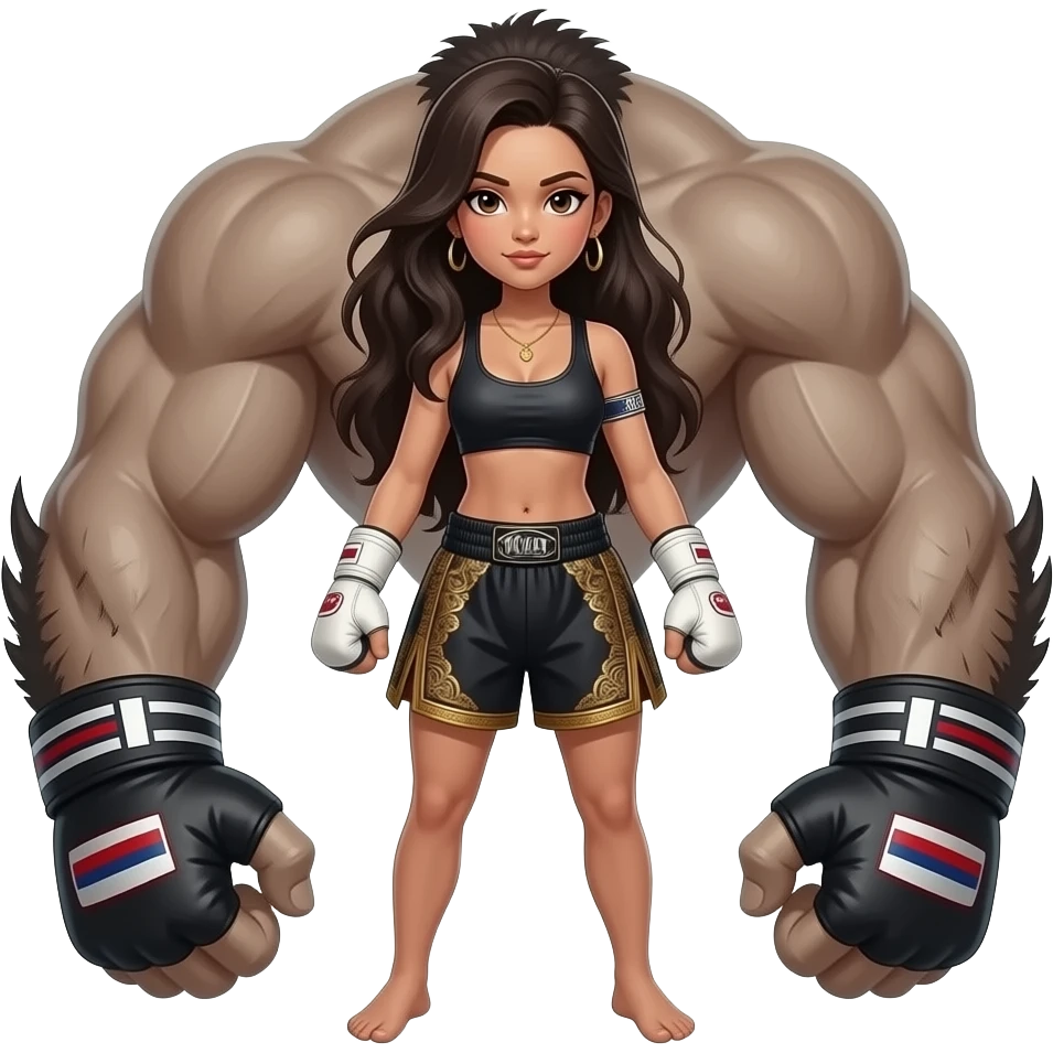 sexy female Muay Thai monster remove everything but the girl and change her hair to dark also make her naked More monster, more Full body naked emoji