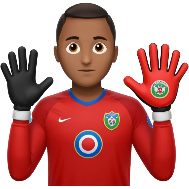 Keylor NavasK camisa roja de Costa Rica  y guantes de portero qué el escudo d exista ruca sea la bandera dentro de un circulo blanco  emoji