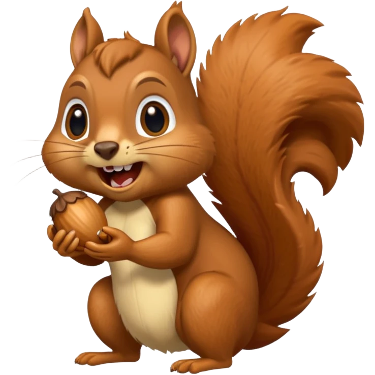 long toothed squirrel eats acorn, panicking in fear emoji