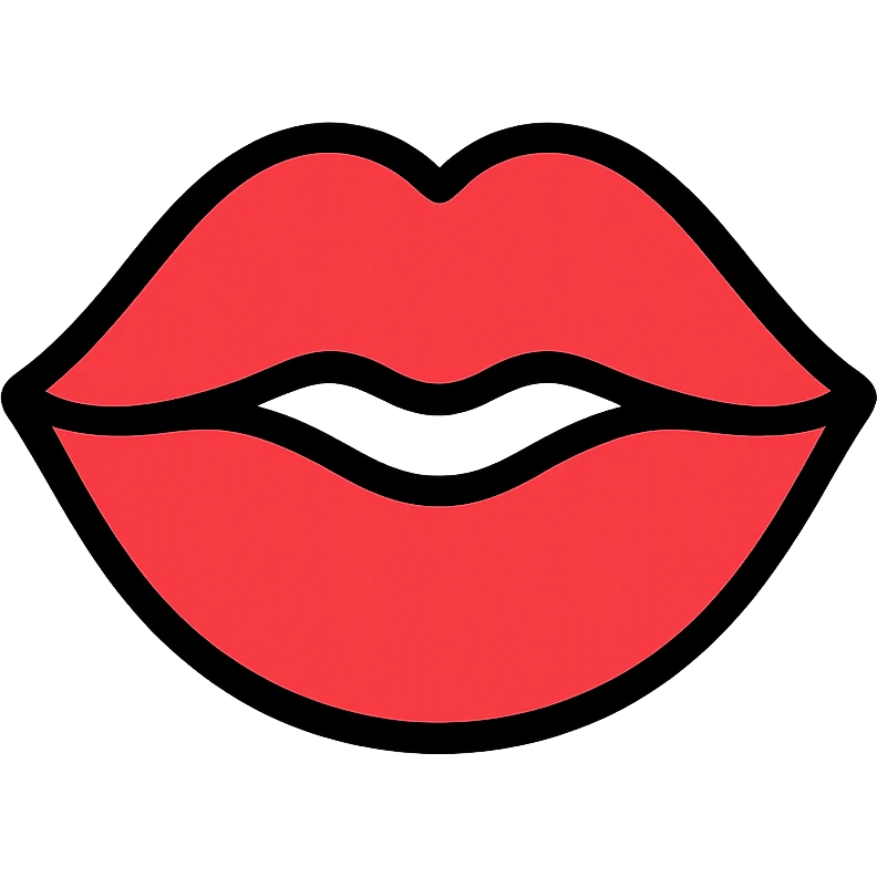 A stylized red lipstick kiss mark emoji