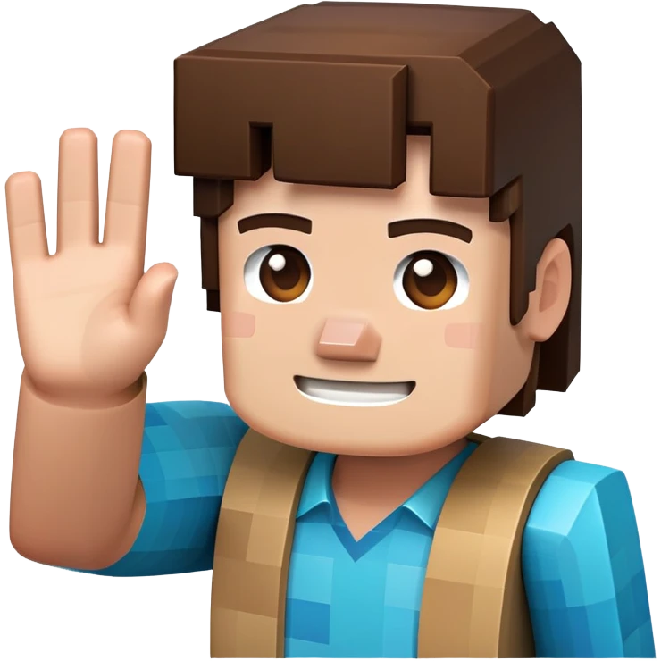 Minecraft character waving emoji