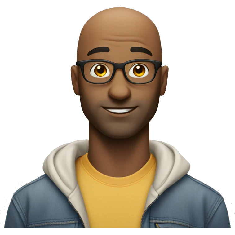 cool bald guy with glasses no beard with cap emoji