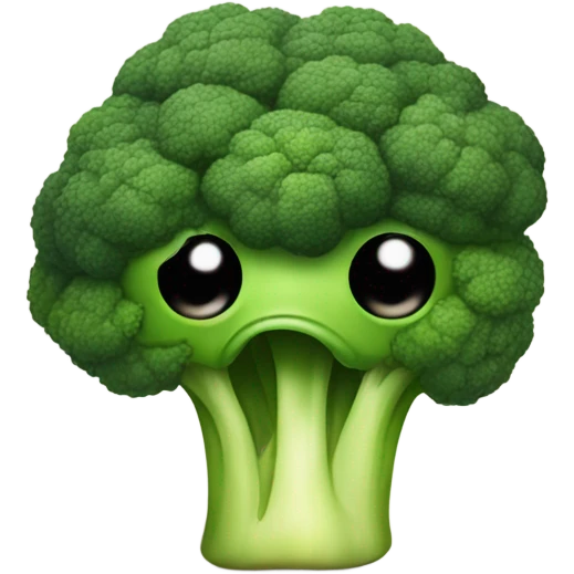 A broccoli with sad eyes and a trembling lip looks upset, as if saying goodbye. emoji