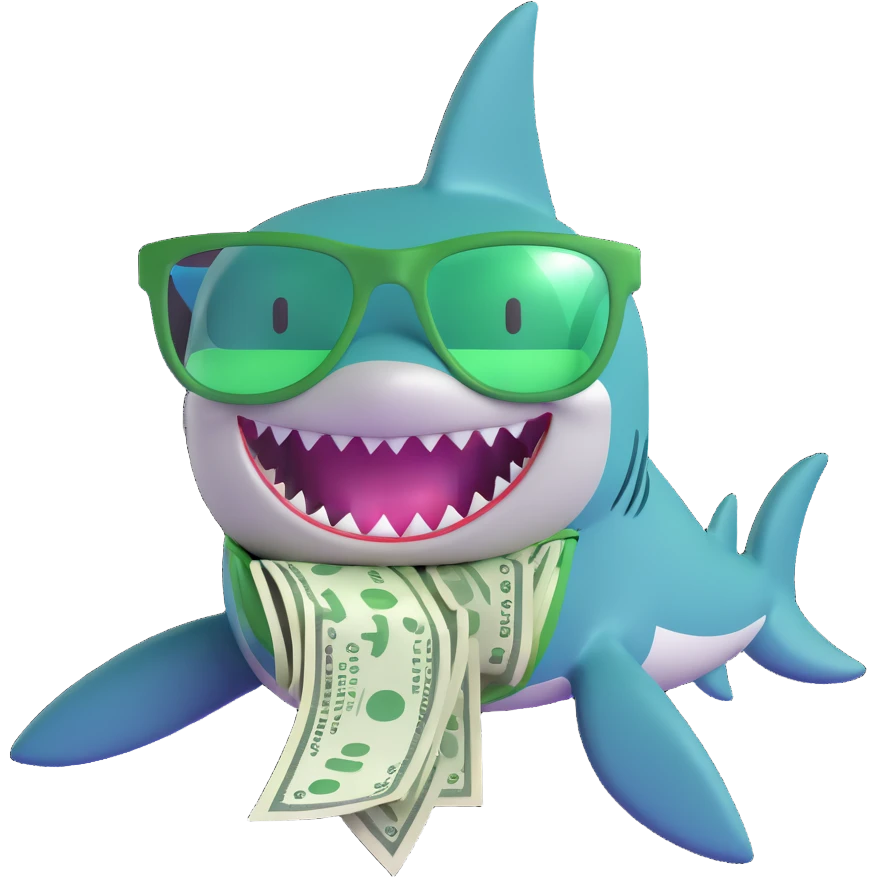 shark with green money glasses emoji