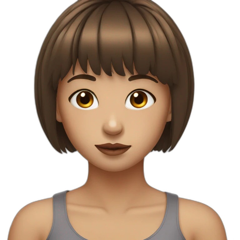 Girl with short brown hair with bangs with septum piercing on nose emoji