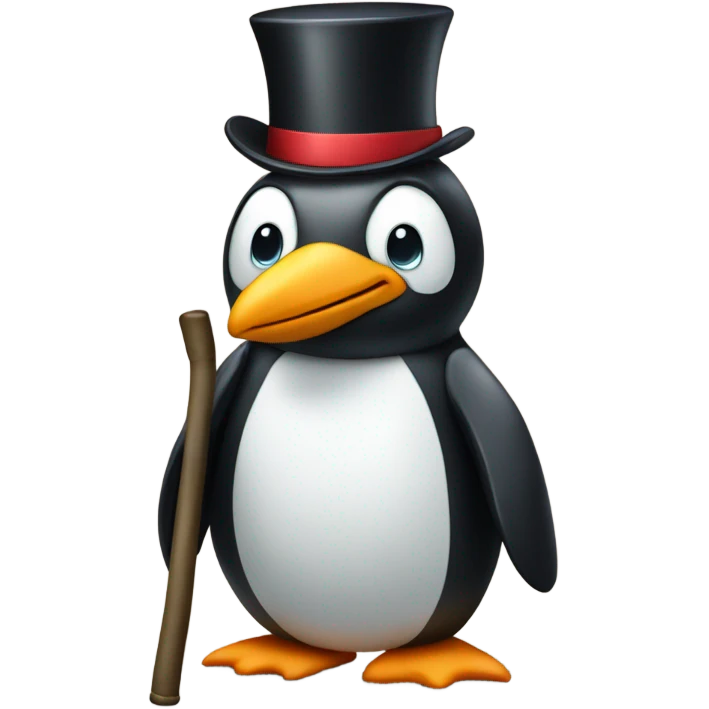 penguin with a top hat and cane emoji