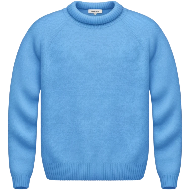 sky-blue knitted wool sweater, round neck with up. emoji