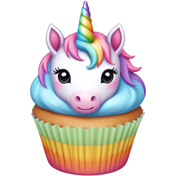 kawaii pastel rainbow unicorn cupcake emoji