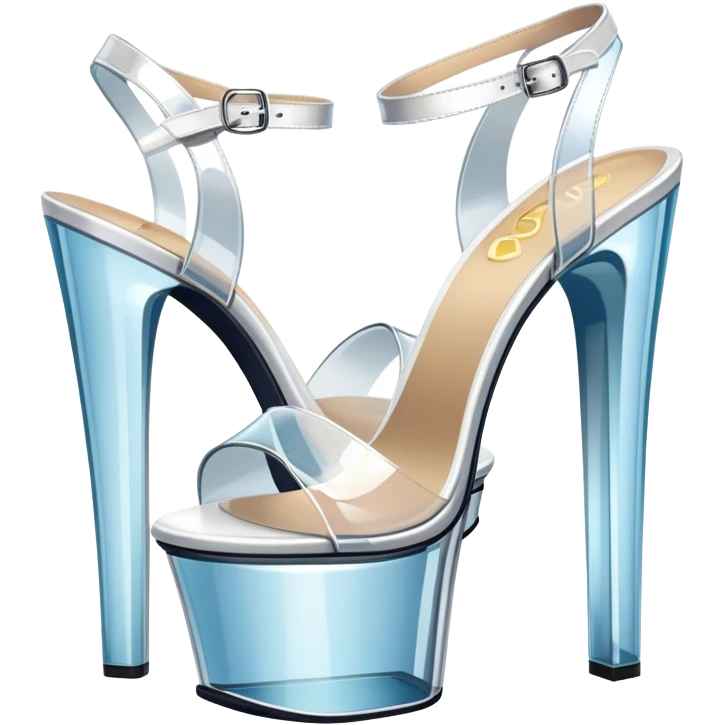 ultra realistic pair of platform open toe glass heels emoji