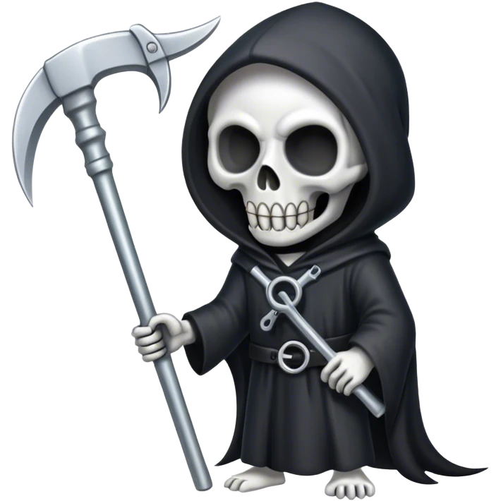 A cute grim reaper, holding a spanner instead of a scythe, saying "Post-mortem scheduled" emoji