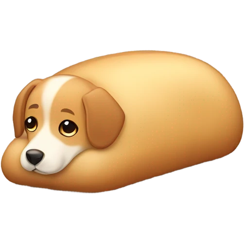 Dog laying down, looking like a loaf of bread ￼ emoji