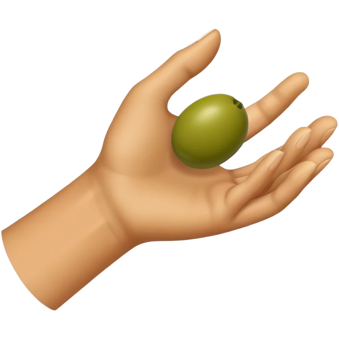 Hand catches 1 green olive emoji