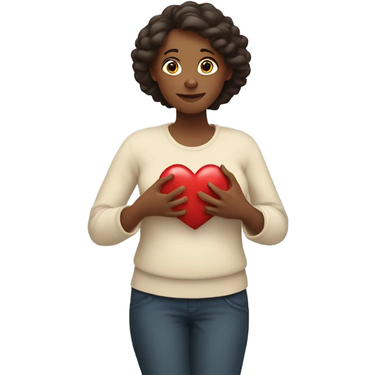 Mother holds her heart in her arm emoji