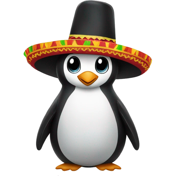 penguin with mexican hat and macarenas emoji