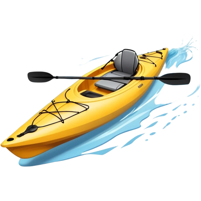 An icon showing a close-up of a sleek kayak with double-bladed paddles gliding through water. Splashes surround the boat as it cuts across a calm surface, symbolizing speed and focus. Transparent background emphasizes the dynamic and personal nature of kayak paddling. emoji