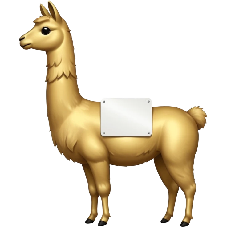 A small golden llama silhouette with a white sign on its side emoji