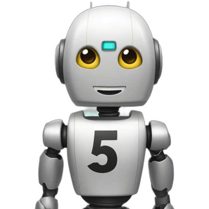 robot with a blouse with the number 5 written on it emoji