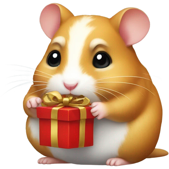 A hamster with a gift in its paws emoji