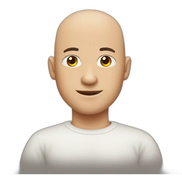 A bald man combining his two hands in side pose emoji