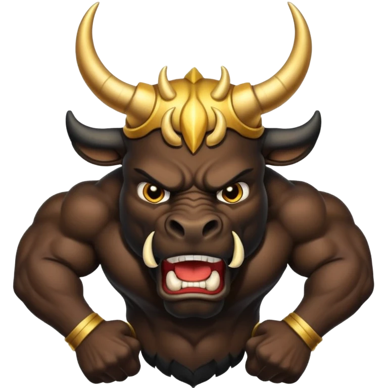black angry powerful bull with golden horns emoji emoji