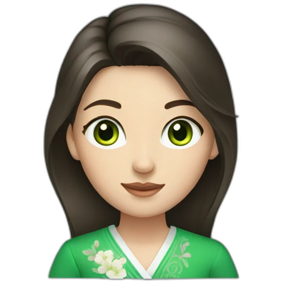 Brunette with green eyes in Chinese clothes emoji