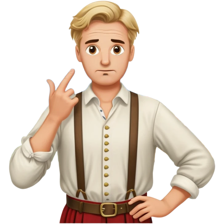 a German in typical Bavarian clothing shrugging and looking lost with Sicily in the background emoji