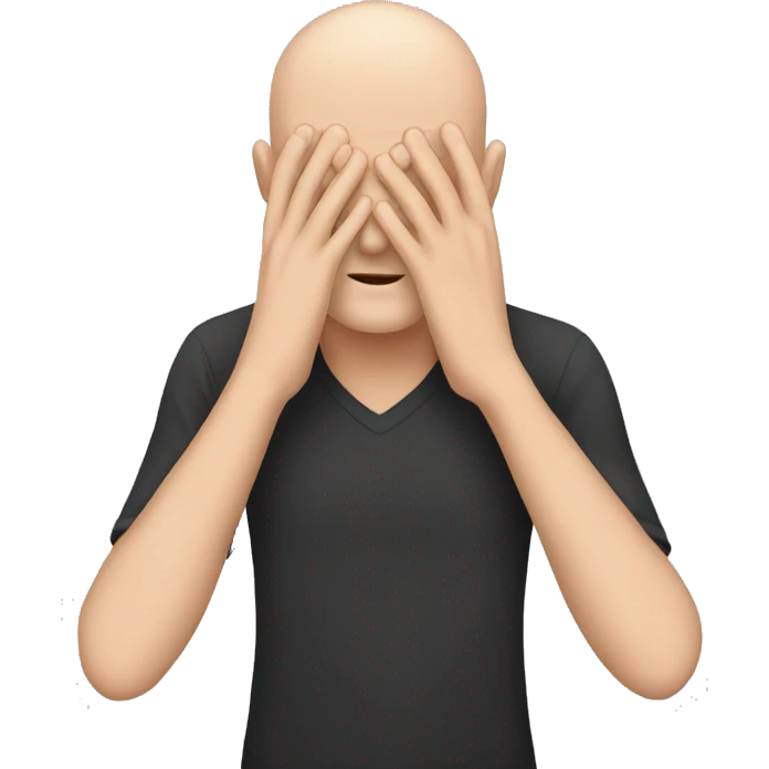 Bald white man covering his face with hands  emoji