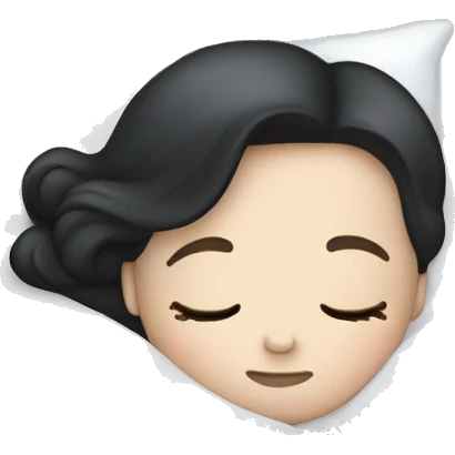 pale white girl dark hair sleeping in bed emoji