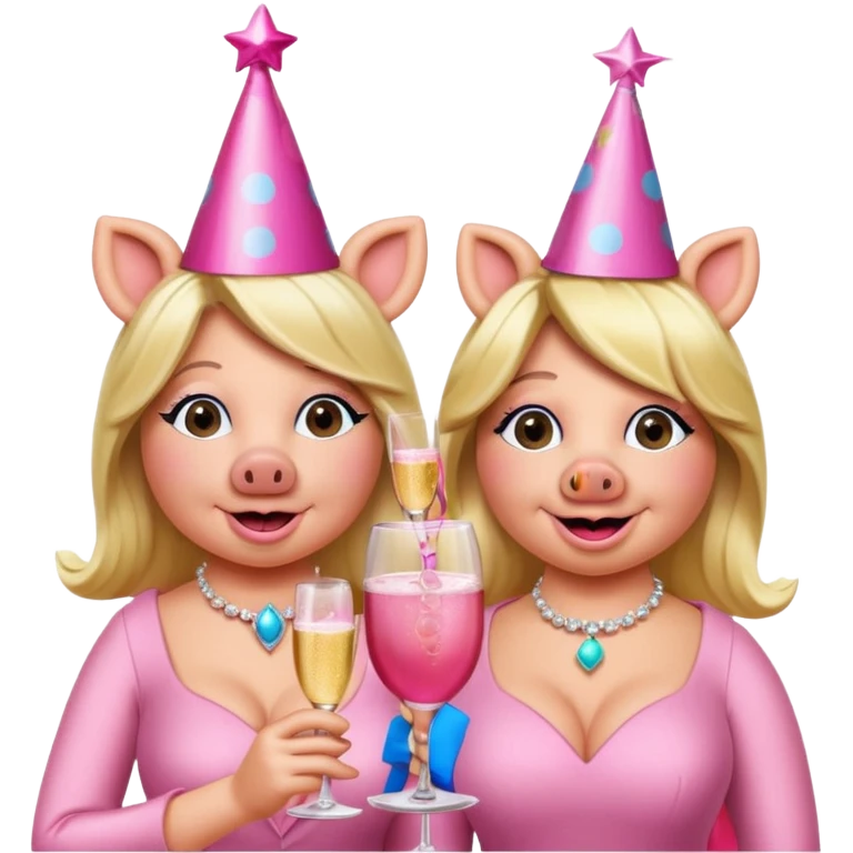 miss piggy and friend pink champagne cheers  emoji