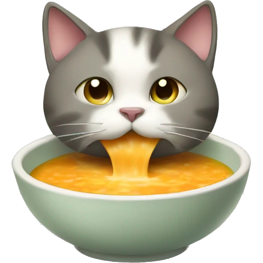 cat eating a big bowl of soup  emoji