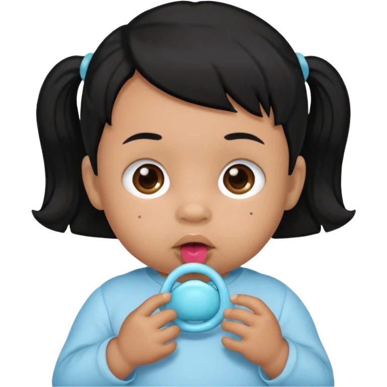 a black hair baby with pacifier emoji