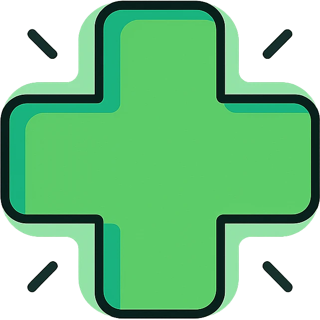 green cross with a subtle glow, representing healing and health emoji